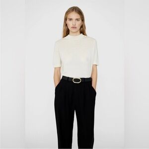 Anine Bing Signature Black Belt with Gold Oval Buckle XS